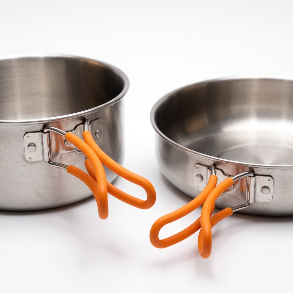 Kit de Cocina Portátil de Acero Inoxidable para Camping (4 Piezas)